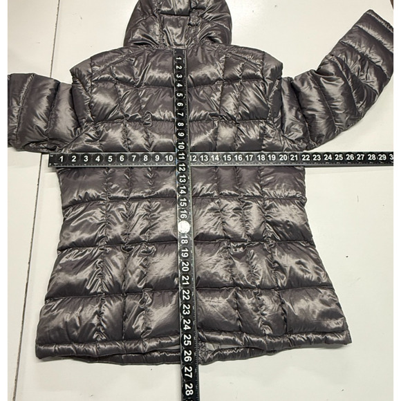 Calvin Klein Puffer Jacket Womens XL Gray Packable Premium Down Hooded Full Zip - Picture 3 of 13